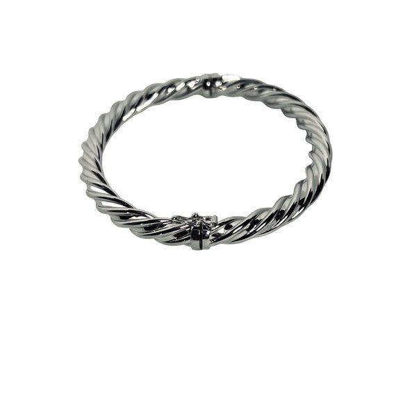 Bronze Milor Italy Twisted Silver Tone Hinged Bracelet With Safety Clasp (6228) - Picture 2 of 5